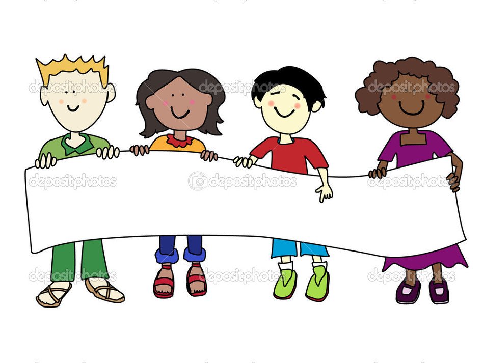 Ethnic Diversity Kids And Banner Stock Image