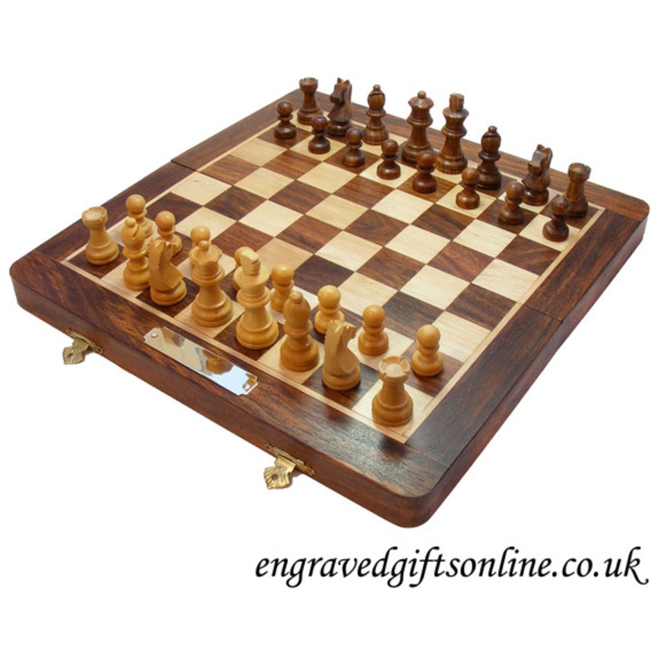 Personalised 12 Inch Folding Wooden Chess Set Ref Cs12 2219 Pjpg
