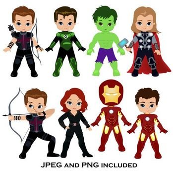 Cute Digital Clip Art Superhero N2