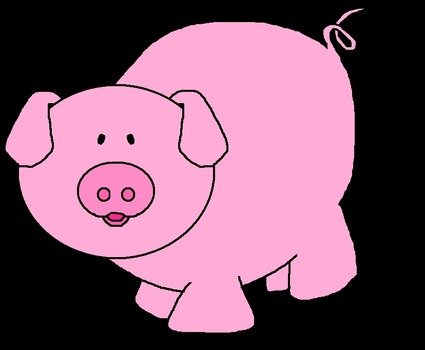 cartoon pig on the black background