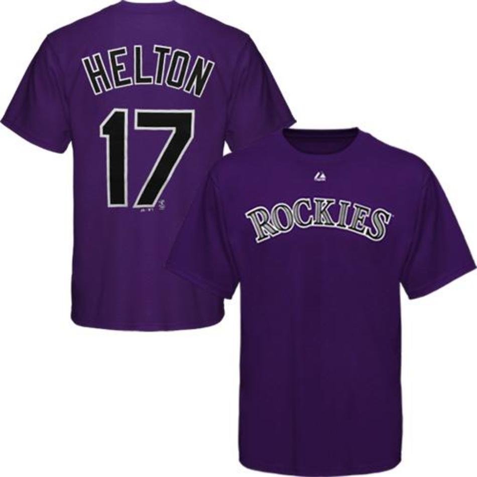 Majestic Todd Helton Colorado Rockies Player T Shirt Purple