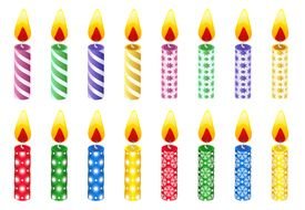 variety of candles for birthday as a graphic image