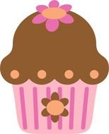 painted cupcake with a pink flower