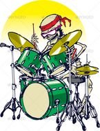 Cartoon Playing Drums N3