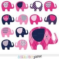 Pink Baby Elephant Clip Art N3