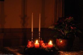 candles on the table in the dark