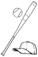 black and white picture of baseball items