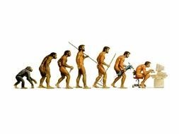 Human Evolution from ape to computer, drawing