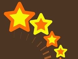 painted yellow-orange stars on a brown background