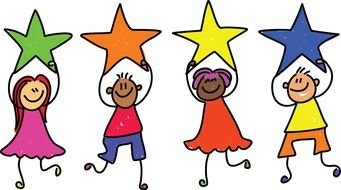 drawing of children with stars in their hands