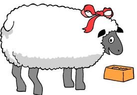 cartoon sheep at the trough