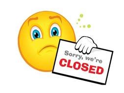 Closed sign and yellow emoticon clipart