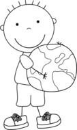 cartoon boy with a planet in his hands