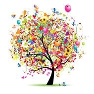 Clip art of the colorful leaves on a tree