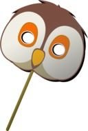 Owl Mask on stick, drawing