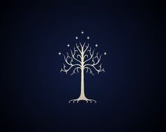 painted white tree on a dark blue background