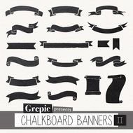 Chalkboard Banners Clipart Digital CHALKBOARD BANNERS Pack