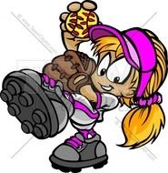 Girl Softball Player Clip Art N6