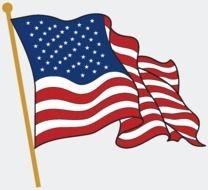 waving American flag on the white background
