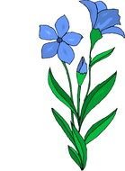Beautiful drawing of the blue flowers with the green leaves clipart