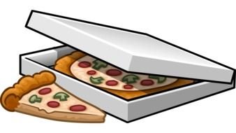 pizza in a gray box as a picture for clipart