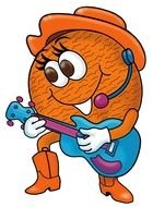 cartoon scout cookie plays the guitar