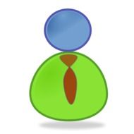 abstract male person in green shirt, icon