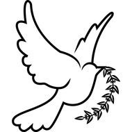 Catholic Confirmation Symbol, dove with olive branch, Clip Art