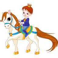 Colorful cartoon prince on the horse clipart