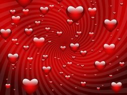 red background with Valentines hearts