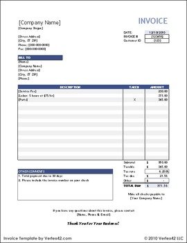 Sample Invoice Template Excel