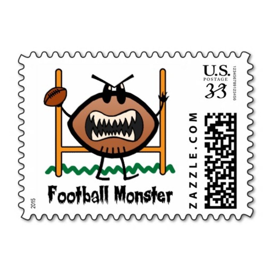 Cartoon Clip Art Sports Football Design Featuring A Scary