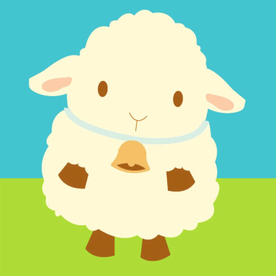 cartoon Lamb with bell on neck