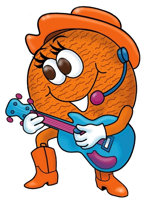 cartoon scout cookie plays the guitar
