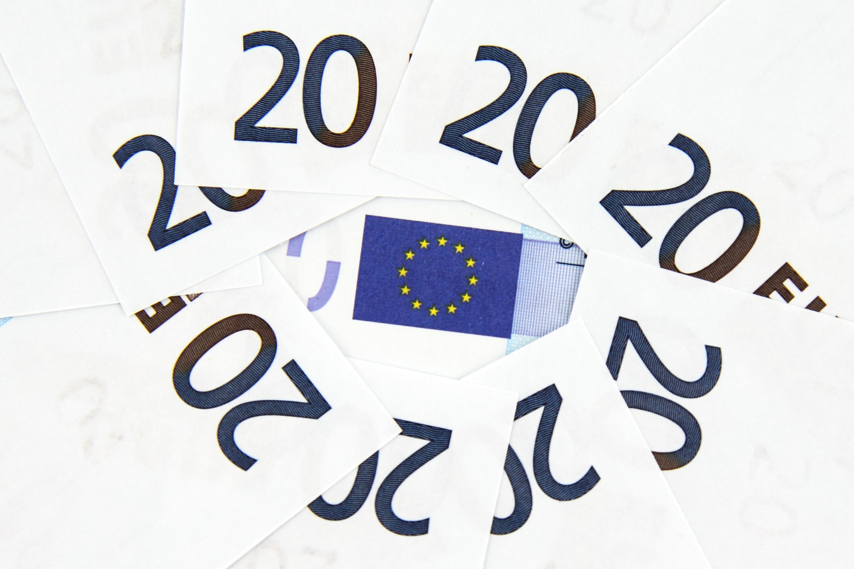 Background with 20 euro banknotes free image download