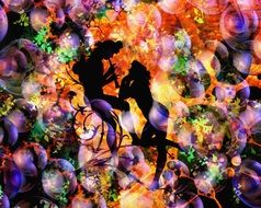 abstract background with two people in the middle