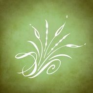 greenish background with white silhouette of a flower