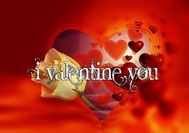 Happy Valentine's Day greeting card, hearts and rose