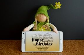 birthday greeting card on the smartphone screen