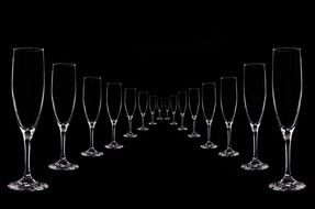 path of champagne glasses