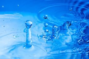 water blue drops droplets ripples