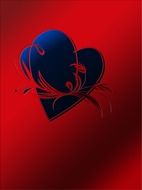 blue heart on a red background