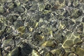 water sea stones reflections