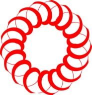 round curl red letter o alphabets