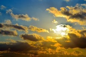 sun red night evening sky blue