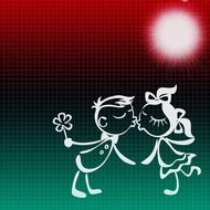 card with kissing funny couple