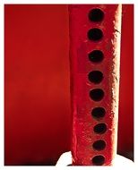 red holes metal empty space shape