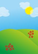 background with flower meadow in sunny day