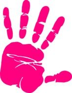 hand print pink paint art palm