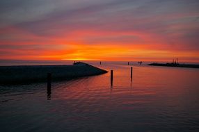 sunset on the sea in Lubmin